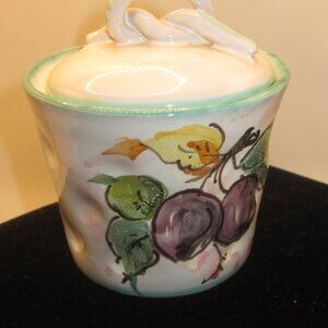 Vintage Sugar Bowl or Jam Jar Hand Painted Italy